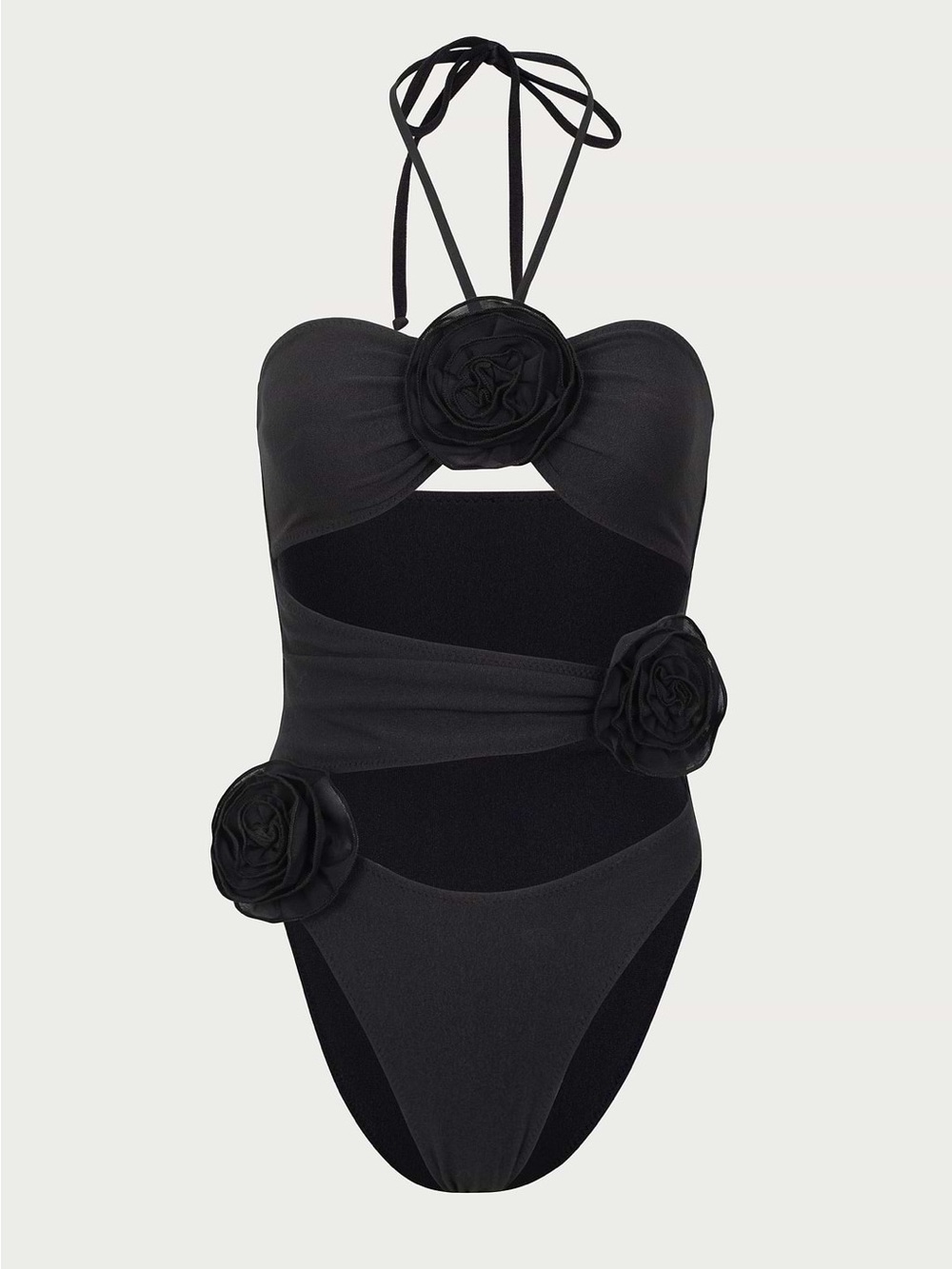 Same Swim Rose Cutout One Piece in Black